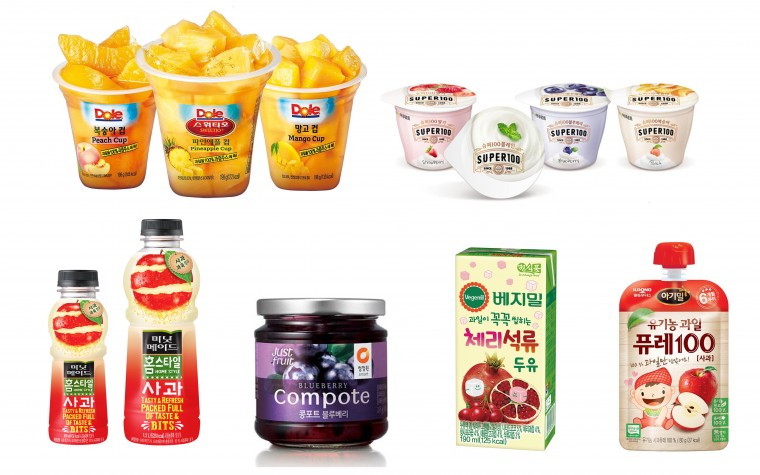 기획이미지(왼쪽 위부터 시계방향 DOLE(돌), 한국야쿠르트, 일동후디스, 정식품, 대상청정원, 코카콜라 미닛메이드).jpg