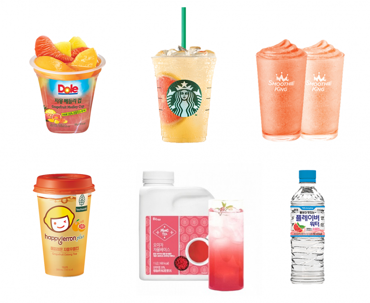 기획 이미지(왼쪽위부터 시계방향으로 DOLE(돌), 스타벅스, 스무디킹, 광동제약, 흥국에프엔비, 빙그레).png